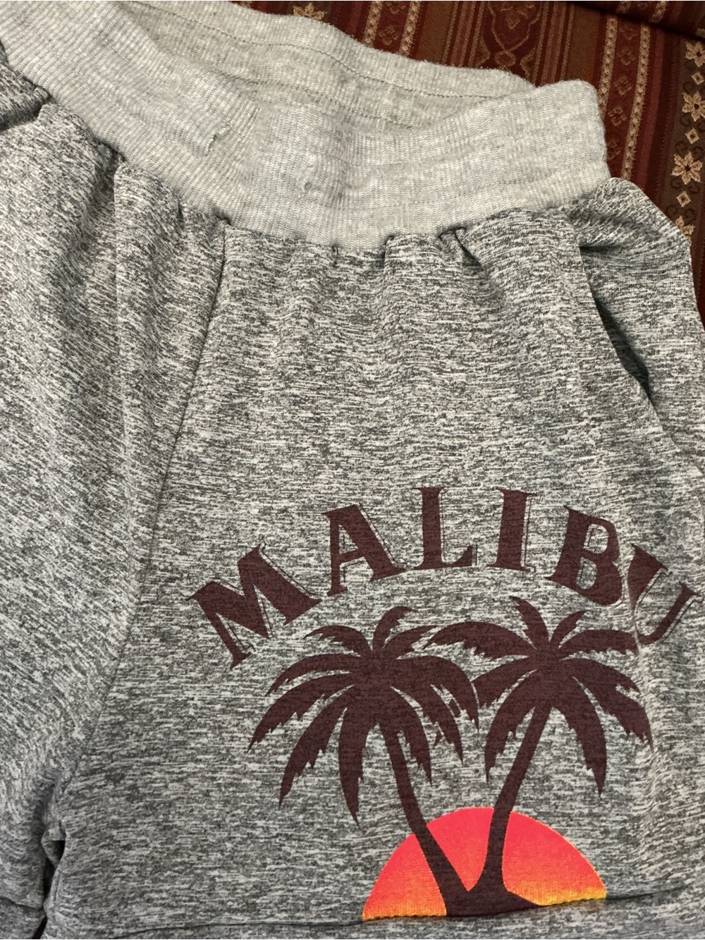 Malibu Grey Graphic Shorts with Palm Design